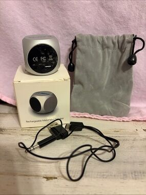 Compact Silver Rechargeable Mini Speaker - Portable  Sound